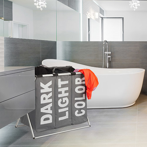 Tredelt vasketøjskurv - Mørkegrå