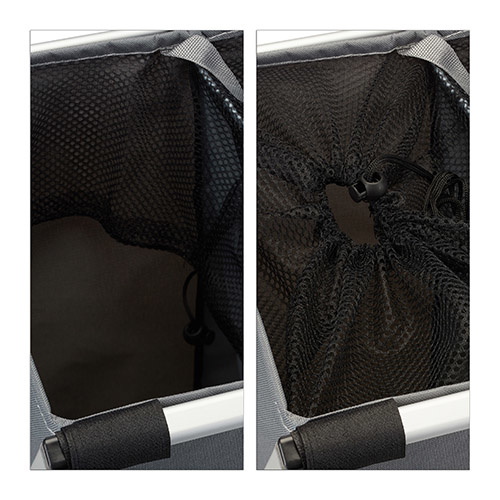 Mørkegrå vasketøjskurv med 3 rum