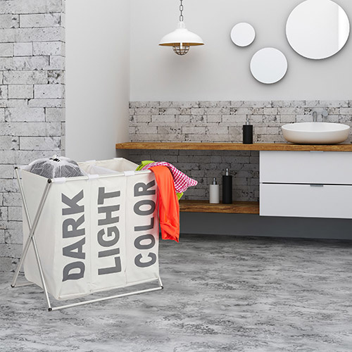 Tredelt vasketøjskurv - Hvid