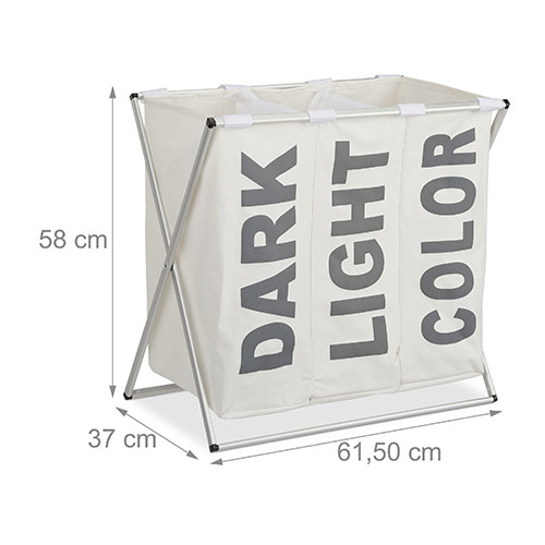 Vasketøjskurv med 3 rum - Hvid