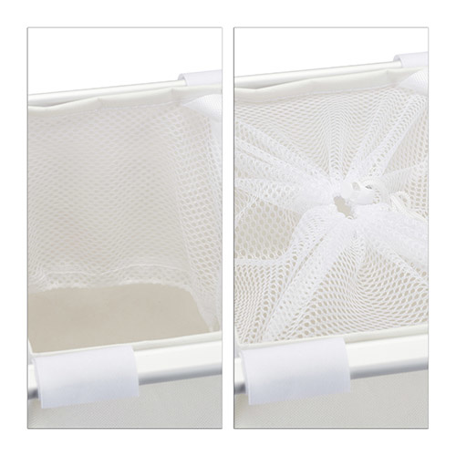 Hvid vasketøjskurv med 3 rum