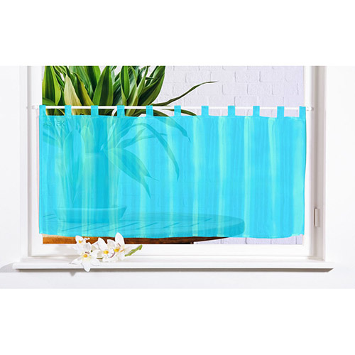 Færdigsyet cafegardin turkis