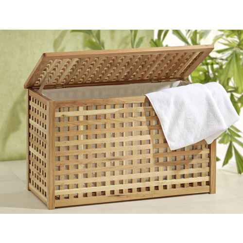 Vasketøjskurv med låg i valnøddetræ - Bindslev