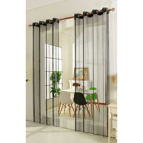 Trådgardin sort - 140 x 250 cm.