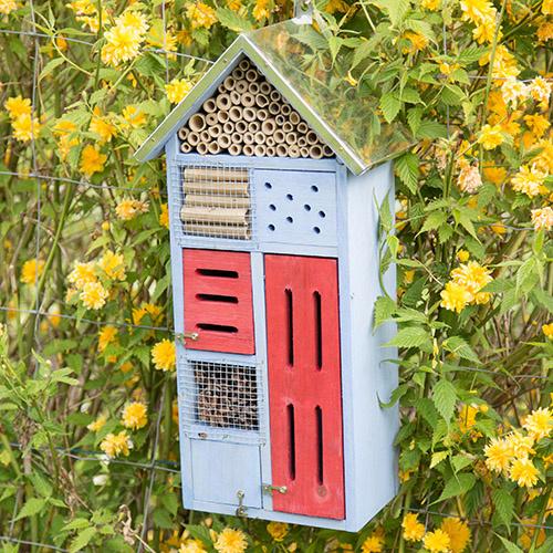 Insektbo i blå med metal tag