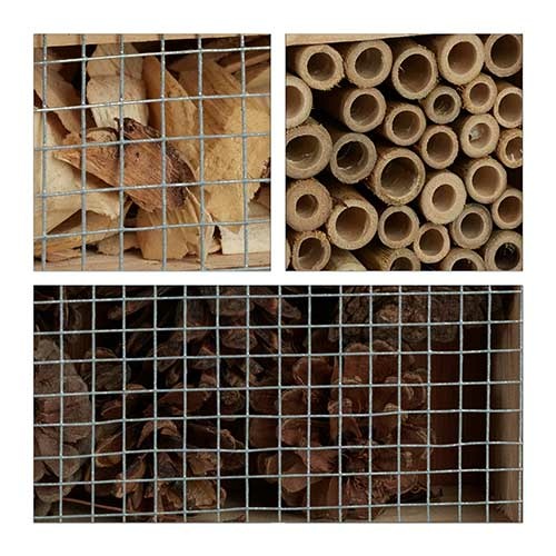 Fyldt med bambusrør, fyrkogler og træ