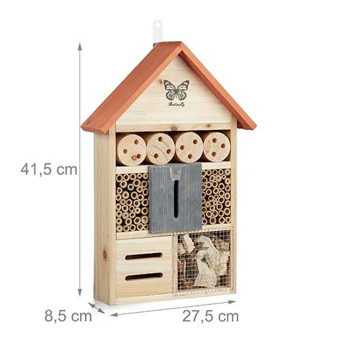 Insektbo i træ med orange tag