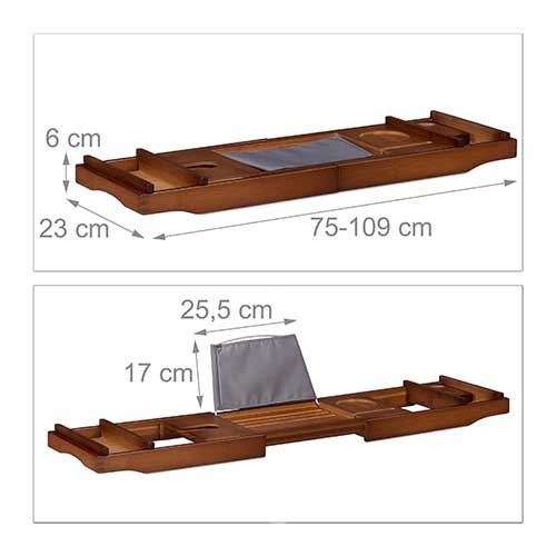 Badekarsbord i bambus - Brun