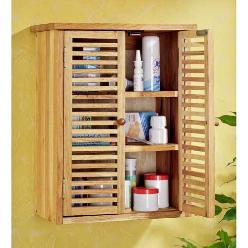 Badeværelsesskab i træ til ophæng