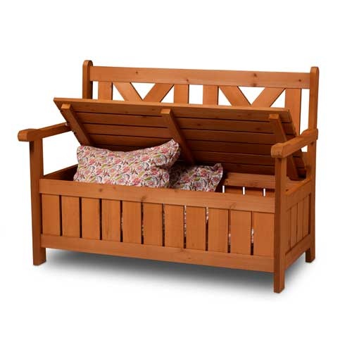 Træ havebænk med opbevaring
