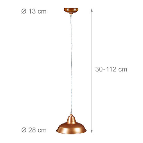 Kobber loftlampe 28 cm.