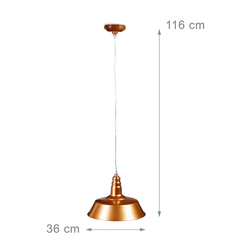 Kobber loftlampe 36 cm.