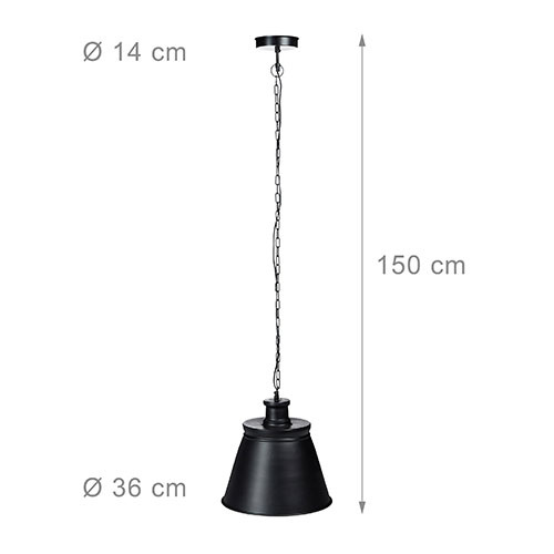 Sort hængelampe 36 cm.