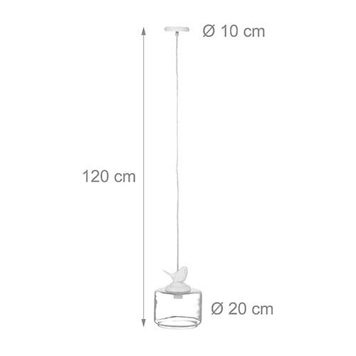 Glas hængelampe med fuglefigur