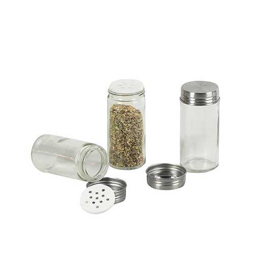 Krydderiglas med rustfrit stål låg
