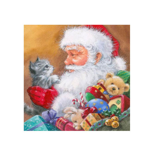 Juleservietter - Julemand med kat