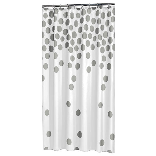 Badeforhæng Spots silver - 180 x 200 cm.