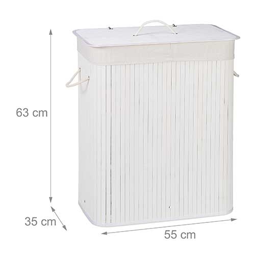 Dobbelt vasketøjskurv i hvid bambus