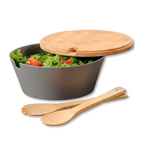 Melamin salatskål med bestik