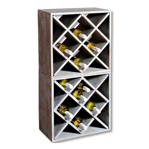 Grå træ vinreol stabelbar - 20 flasker