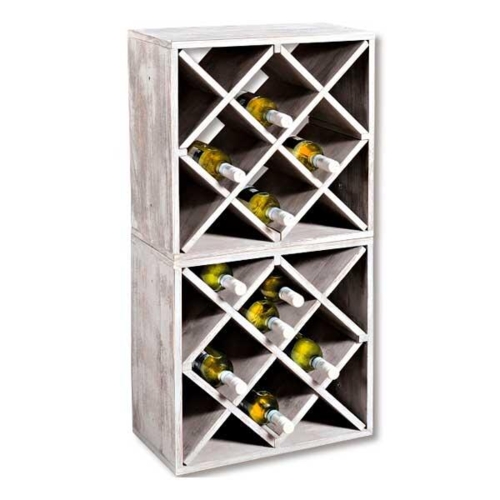 Hvid træ vinreol stabelbar - 20 flasker