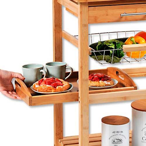 Træ køkkenvogn med bakke