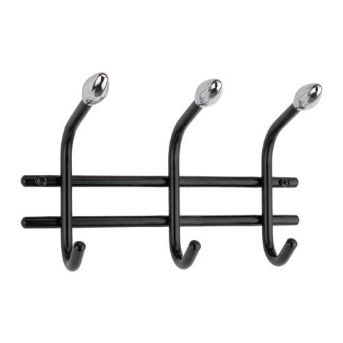 Sort knagerække i stål - 3 knager