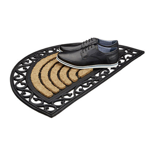 Gummi dørmåtte med kokosbørster