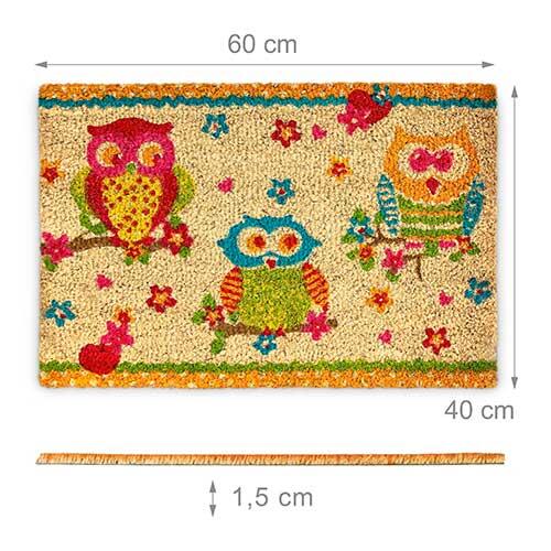 Kokosmåtte 40 x 60 cm. med ugler