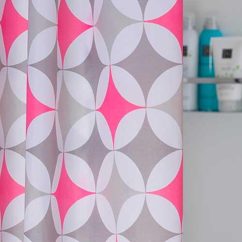 Rosa badeforhæng - Diamonds 180 x 200 cm.