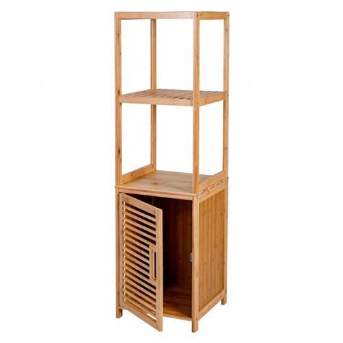 Badeværelsesreol med skab i bambus