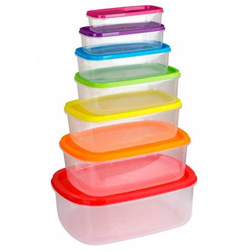 Madopbevaringsbokse flerfarvet - 7 stk.