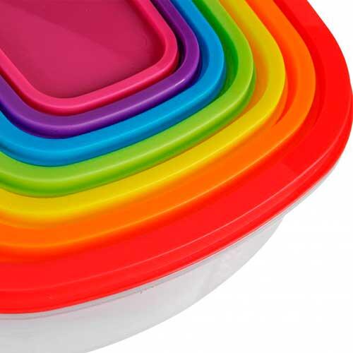 Plast madopbevaringsboks - 7 stk. flerfarvet