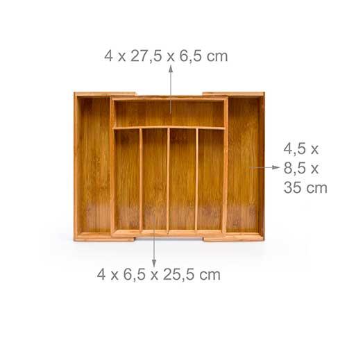 Bestikkebakke i bambustræ - 37 x 31,5 x 5 cm.