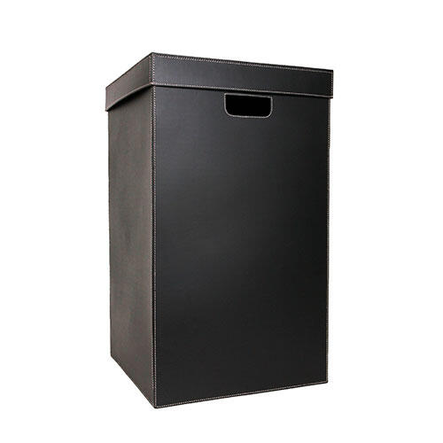 Vasketøjskurv læder - Sort