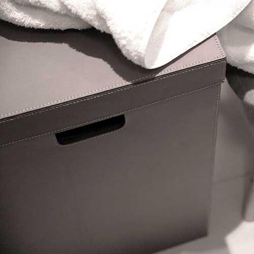 Ørskov vasketøjskurv i læder - Sort