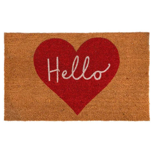Kokosmåtte Hello Heart - 45 x 75 cm.