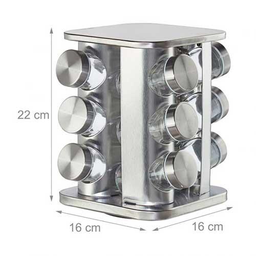Opbevaring til krydderier 12 glas - Rustfrit stål