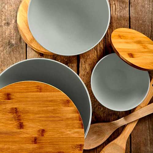 Miljøvenlig skål med låg - Small grå