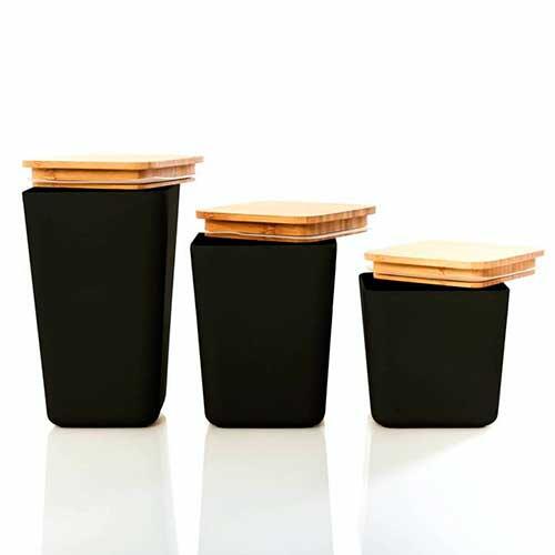 Opbevaringsboks lufttæt 3'er sæt - Sort