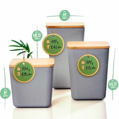 Lufttæt opbevaringsbøtte 3'er sæt - Grå