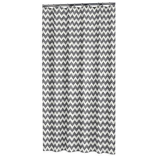 Badeforhæng Motif sort - 180 x 200 cm.