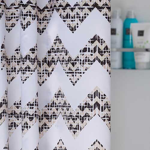 Mønstret badeforhæng Motif sort - 180 x 200 cm.