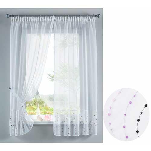 Køkkengardin sæt - Point lilla