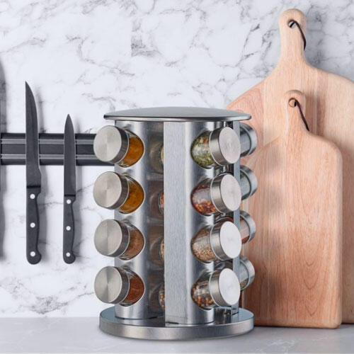 Rustfrit stål krydderikarrusel - Rund