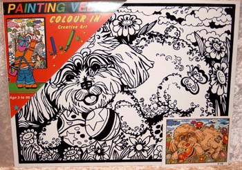 Painting Velvet 28x37 cm. Hund med Bolde