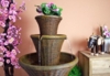 Fontæne Rattan med planteskål