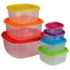 Madopbevaringsbokse flerfarvet - 7 stk. kvadrat