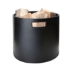 Brændekurv rund læder - Sort