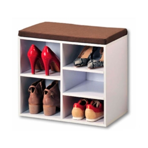 Skoreol i hvid med hynde - 5 hylder